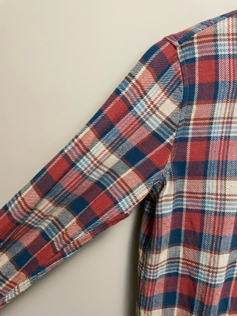 MOTHER Denim Blue & Orange Plaid Button Down Blouse Shirt Women’s XS - Picture 5 of 13